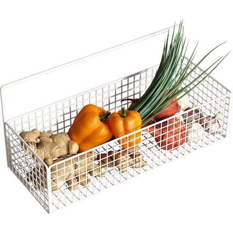 Panier de rangement en fil métallique, panier de rangement de fruits suspendu mural en métal avec adhésif pour cuisine congélateur garde-manger buanderie salle de bains (1/5)