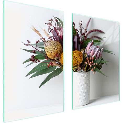 Assiette de protection en verre pour la cuisine 65x52 fleurs (1/5)