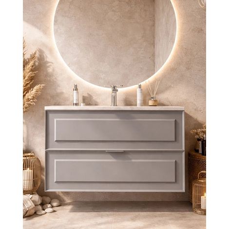 Exagonshop Mobile bagno grigio opaco 82x47 Dublino con lavabo in
