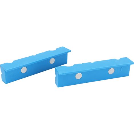 Mâchoires d'étau magnétiques ABS 14cm, lot de 2 protections rainurées avec coussins de serrage (1/5)