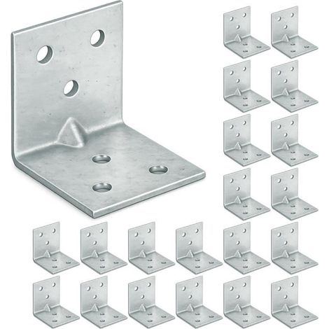 Équerre de fixation à angle droit 20 pièces Acier galvanisé 1,5 mm Support renforcé à 90 degrés Menuiserie et étagères (1/5)