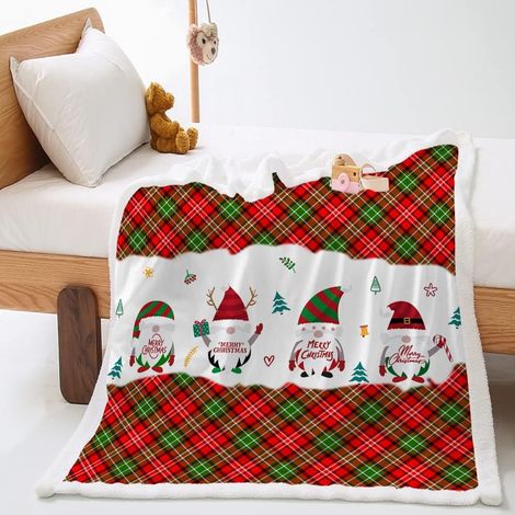 Noël Couverture Plaid Polaire à imprimé Tartan Classique en Microfibre Chaud d'hiver Couverture Réversible Moelleuse Couvre-Lit (90x120cm) (1/5)
