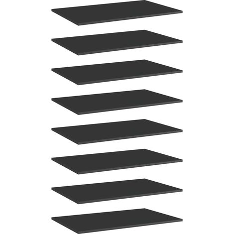 Bücherregal-Bretter 8 Stk. Hochglanz-Schwarz 80x50x1,5 cm