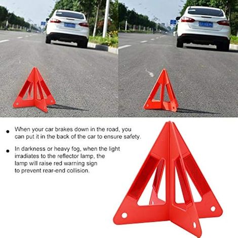 Panneau D'avertissement de Triangle,Triangle de Presignalisation Homologue Panneau D'arrêt de Sécurité D'avertissement Réfléchissant de Panne D'urgence de Voiture Portable,triangle (1/3)