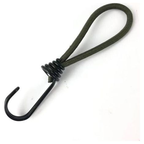 10 tendeurs élastiques professionnels en caoutchouc avec crochets (150 mm) pour bâche, vert armée (1/4)