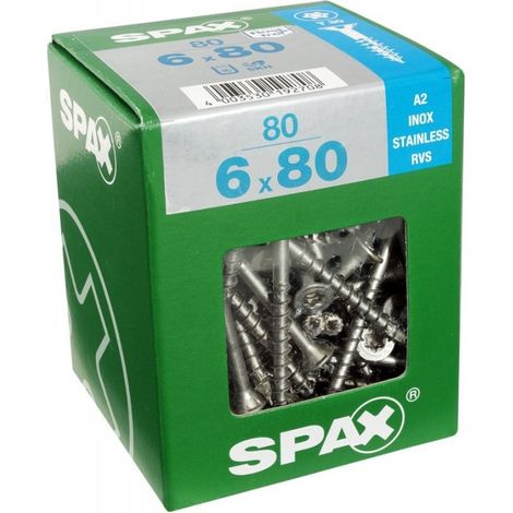 Set Di 80 Viti In Acciaio Inox Svasata Testa Torx Spax, Diam.6 Mm X Mm L.80