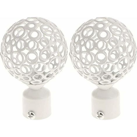 2pcs Embout Tringle à Rideaux 28mm Blanc, Paire Embout De Tringle à Rideau Draperie Rail PôLe TêTe Pour DéCoration Tringle à Rideau (1/4)