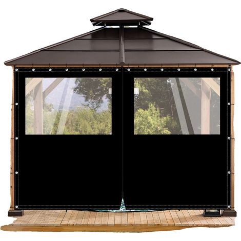 Rideau en toile PVC, étanche, ignifuge, Noir, 2.15x3.05M (1/2)