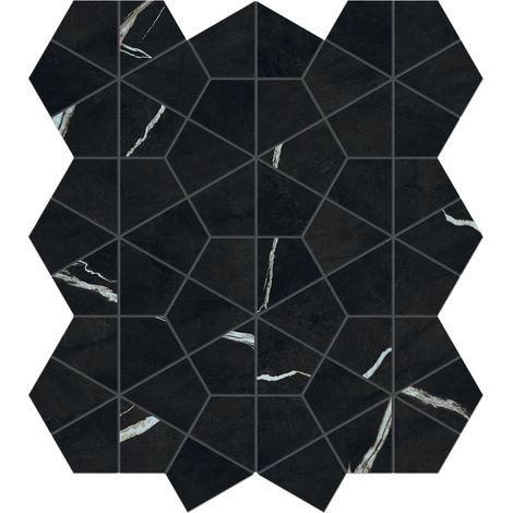 Mosaïque effet Marbre Noir Impérial Hexa 46,6x40,3x0,9 cm Brillant Orsiano - Mur intérieur (vendu par carton de 0,75 m²) - RO'MA CARRELAGE
