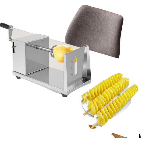 Coupe-pommes de terre spiral, fonctionnement manuel, 4 lames durables, argent (1/2)