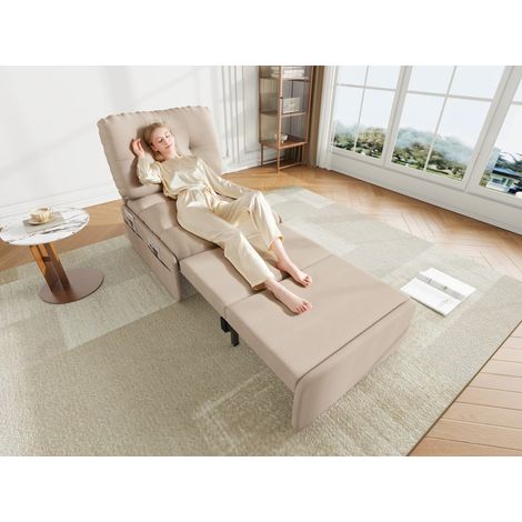Sillón salón cama auxiliar extraíble beige OKMYHOME (1/5)