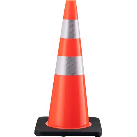 Wiltec Cono de tráfico de 70 cm de PVC con base de goma, cono naranja de señalización y seguridad con bandas reflectantes (1/5)