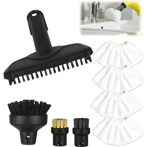 Lot de 8 pour compatible Karcher SC1 SC3 SC5 SC4 SC2 Accessoires de buse manuelle 2.884-280.0, brosse de nettoyage, brosse ronde, chiffon en fibre, pièces de rechange