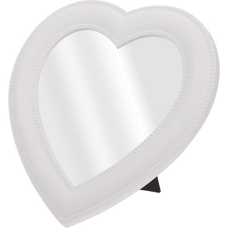 Miroir de maquillage en forme de cœur, blanc, petit miroir cosmétique de bureau, à fixer au mur, décoratif pour coiffeuse de salle de bain