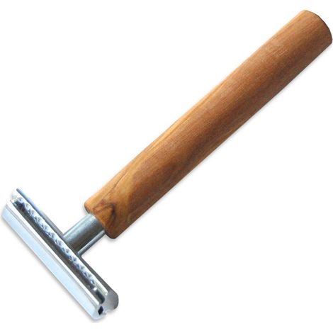 Rasoir de sûreté traditionnel avec manche en bois d'olivier et peigne fermé 11 cm - PANGIVO (1/2)