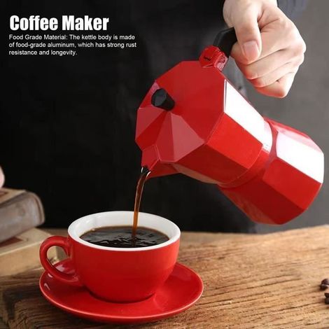 Cafetière - ZERONE - ZR004 - Aluminium - 150ML - Rouge - Compatible tous feux (1/4)