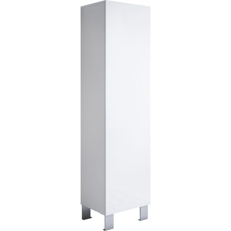 Stehende Schrank mit 12cm Alu-Füsse  Hängeschrank  Vitrinenschrank  Vitrine  Wohnzimmer  1 Tür 4 Fächer  40x177x29cm  Modell Luke V4  Weiss Glanz