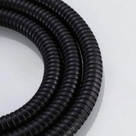 Tuyau de douche flexible - - Acier inoxydable - Noir - Longueur 1,5 m - Diamètre 2 cm - Connecteur G1/2 (1/4)