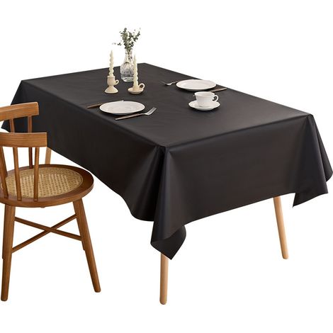 Nappe carrée anti-taches, polyester, imperméable et résistante à l'huile, noire, 140 x 140 cm. (1/5)