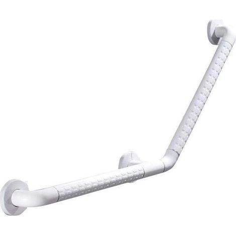 135° grab bar in stainless steel and PVC, 45cm – Maximum load 148kg – For showers and toilets for the elderly (1/5)