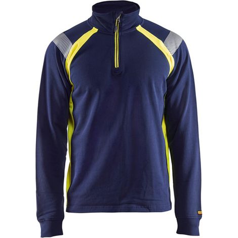 Sweat haute visibilité Blaklader col camionneur Marine / Jaune L (1/5)