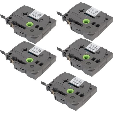 Lot de 5 rubans pour étiqueteuses 9 mm, laminés, imperméables et résistants à la décoloration, multi-usages, compatibles avec les modèles PT D210, PT D200, PT H110 et PT D400, couleur or sur noir (BZE (1/5)