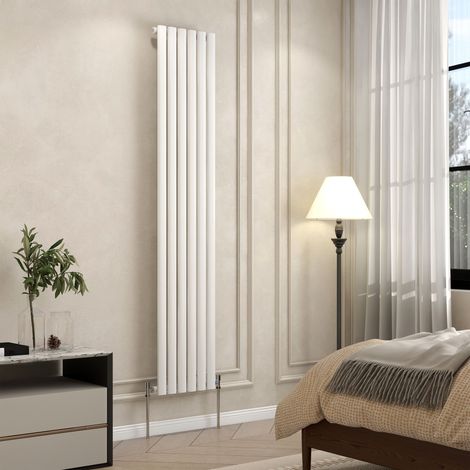 AVER-GROWTH White Radiator Vertical Oval Column Single Panel Rad 1800x354mm (1/5)