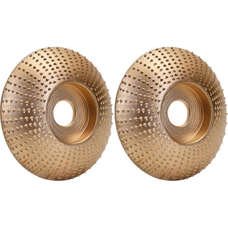 Meules pour le travail du bois Disque de sculpture Outil rotatif Meules d'angle abrasives Doré 5/8 Diamètre intérieur 85 mm Diamètre extérieur Lot de 2, disques de meulage incurvés (1/4)