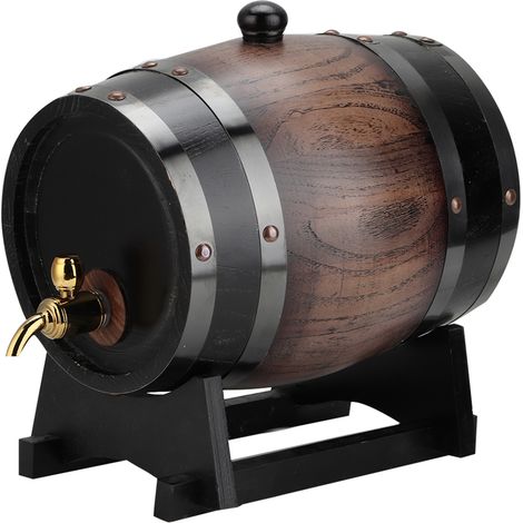 Fût de vin rouge vintage en chêne noir rayé de 3 litres avec robinet pour brandy et whisky (1/5)