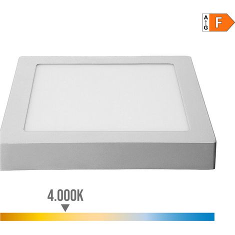Downlight led superficie cuadrado cromado 20 w 1500 lm 4000 k luz dia 22 x 22 x 3 cm (1/4)