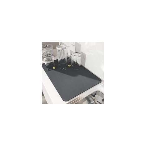 Tapis de séchage pour évier 40 x 30cm Absorption rapide en terre de diatomées Séchage hygiénique et lavable en machine Couleur gris (1/5)