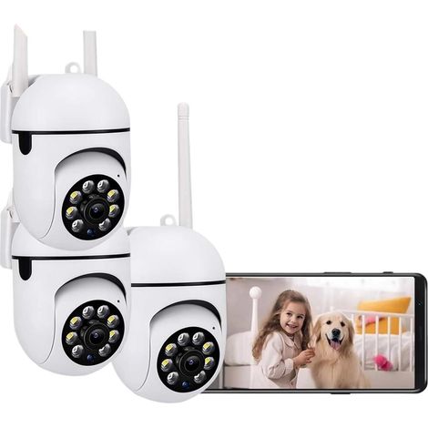 Caméra de Surveillance sans Fil 5MP PTZ (1/2/3/4 pièces) avec Wi-FI IP, Suivi Humain, Audio bidirectionnel et Vision Nocturne Couleur.(5MP 3PCS Camera) (1/5)