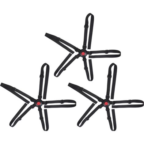 Harnais de sécurité universel pour chaise haute, forme ronde, boucle de rechange, harnais de sécurité réglable à 5 points, rouge noirâtre. (1/5)