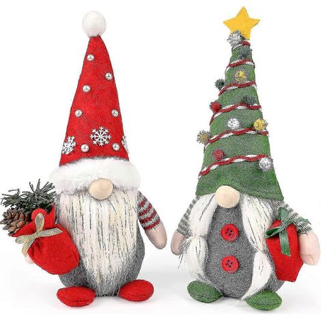 25-26 2 pièces Décorations de Noël en peluche Gnomes, Tomte suédois faits main, ornements en peluche Gnomes de Noël (1/4)