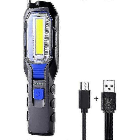 Lampe de travail LED rechargeable, lampe de travail portable LED puissante avec aimant USB, batterie COB 2800 mAh, crochet et câble de chargement. (1/5)