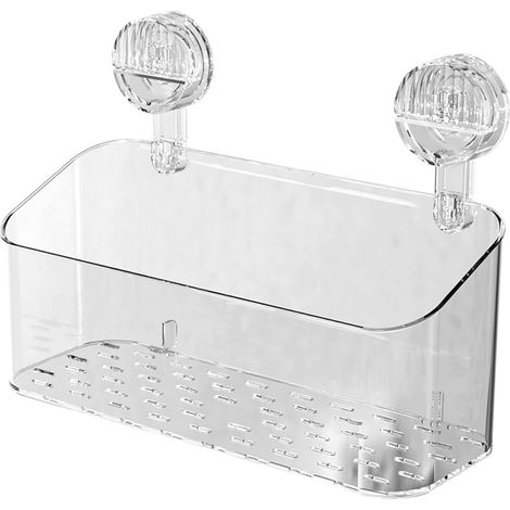 Organizador de ducha transparente con ventosas, desmontable, capacidad de hasta 10 kg, no requiere perforaciones.