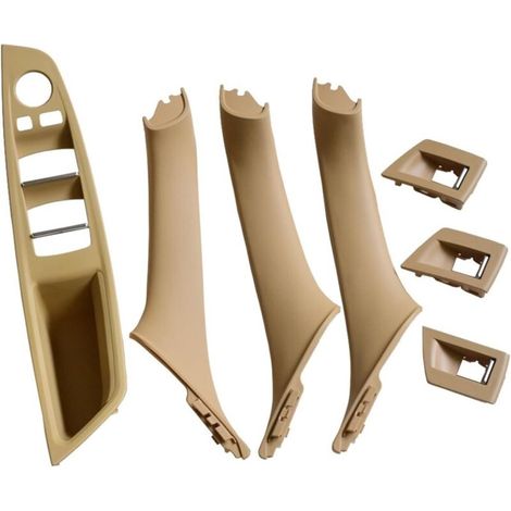Beige-7Pc Door Handle For BMW 5 Series F10 F11 520d 530d 535i 550i 51417225857 51417225853 Interior Door Handle Panel Pull Trim Cover Car Accessories Door Handle (1/5)
