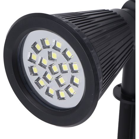 Focos LED solares para jardín con 18 chips para jardín, parque, patio, como iluminación de suelo con estaca (luz de color). (1/5)