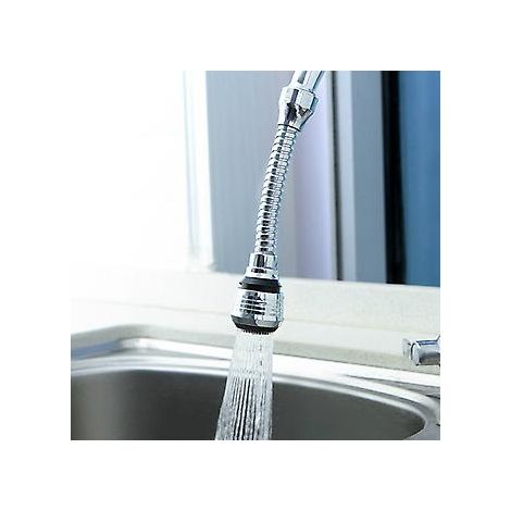 Küchenarmatur – Wasserhahnfilter – 360°-Drehung – 2 Universalanschlüsse – 4 × 2,5 × 16 cm – Metall – Verlängerungsdüse – Wassersparend