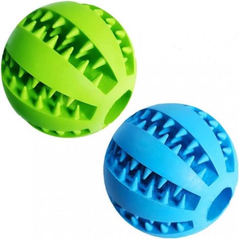 Leckerliball für Hunde, Zahnreinigungsspielzeug für Hunde, interaktives Hundespielzeug (1 grün + 1 blau) (1/5)