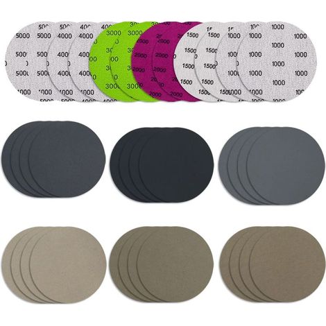 Disques de ponçage 30 x 75 mm avec support Velcro, grain 1000/1500/2000/3000/4000/5000, ponçage à sec et humide, disques de ponçage ronds pour le meulage, le fraisage et la gravure. (1/5)