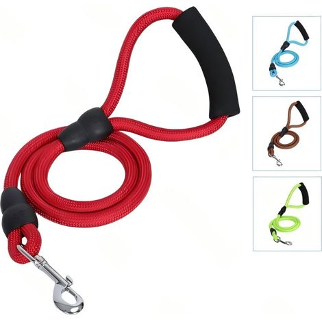 Laisse ronde fluorescente pour chien avec poignée en mousse (1/4)
