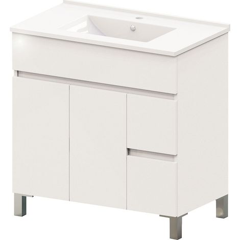 Kibath Mueble de baño con Lavabo URBAN 80x45 cm acabado BLANCO brillo 2 cajones y 2 puertas (1/5)