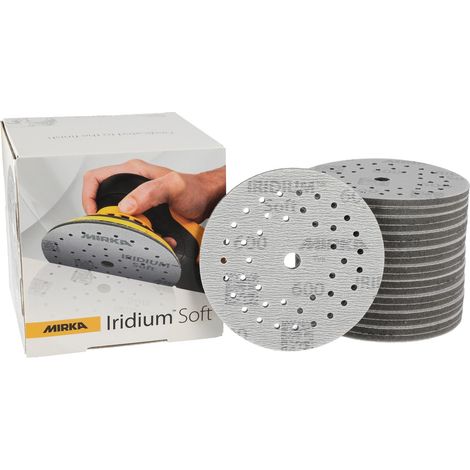 Mirka Iridium Soft Schleifscheiben Ø 125 mm / Korn P600 / Klett Multifit / 20 Stück / schaumbasiertes Schleifmittel für präzises Trockenschleifen, Klarlackschliff, Finish