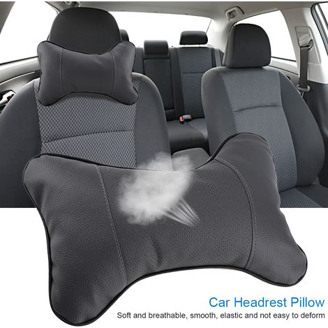 Coussin d'appui-tête auto souple respirant pour siège voiture, soutien tête et cou, coussin gris, 1 pièce. (1/5)