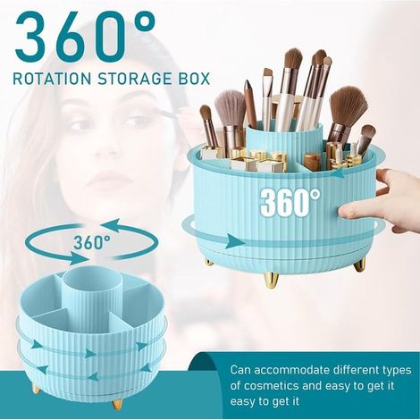 Tubo organizador giratorio para brochas de maquillaje para escritorio，caja organizadora de cosméticos，15  15  12,5 cm (1/4)