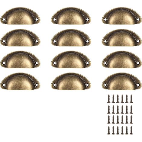 Poignées de Tasse Coquille de Tirage de Tiroir Vintage et Boutons de Porte de Placard de Cuisine Rétro Semi-cerclebronze 12 Bronze (1/4)