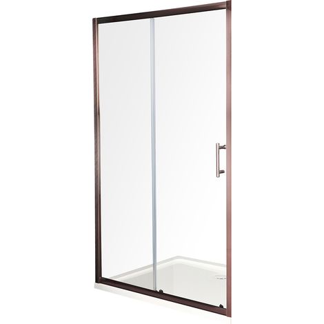 Milano Eris Copper Reversible Wet Room Sliding Door Shower Enclosure with White Tray and Fast Flow Waste - 1200mm x 800mm (1/5)