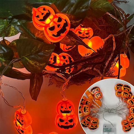 Guirlande Lumineuse Citrouille - 10 LED Chaude - 1,5 m - Décoration Halloween Intérieure Extérieure - 1 Pièce (1/5)