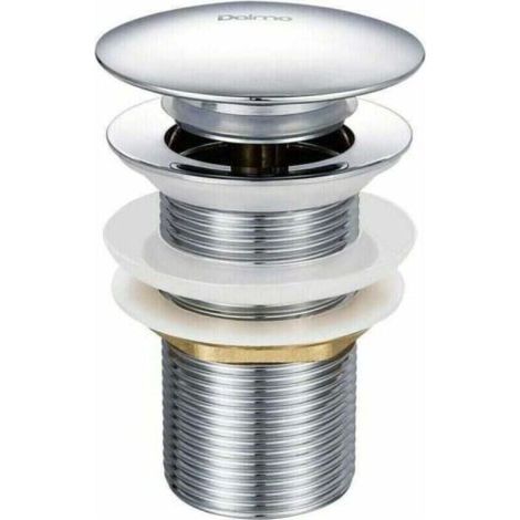 Bonde de lavabo pop-up sans trop-plein – Laiton chromé – Diamètre 66 mm – Hauteur 78 mm – Système bouton-poussoir pour vidage facile (1/4)
